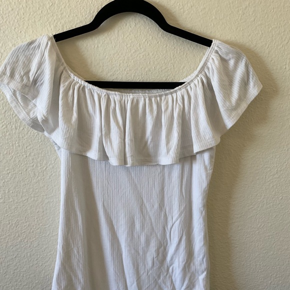 A&F Off The Shoulder Ruffle Ribbed Bodysuit, M - Picture 3 of 7